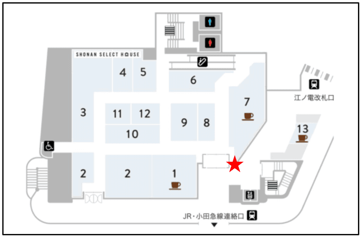 ODAKYU 湘南 GATE2F エントランス横の図面・フロアマップ